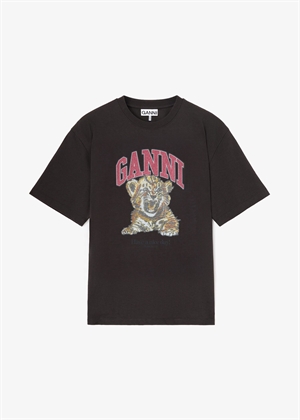 Heavy cotton jersey tiger caviar tee Phantom A1050248 Ganni